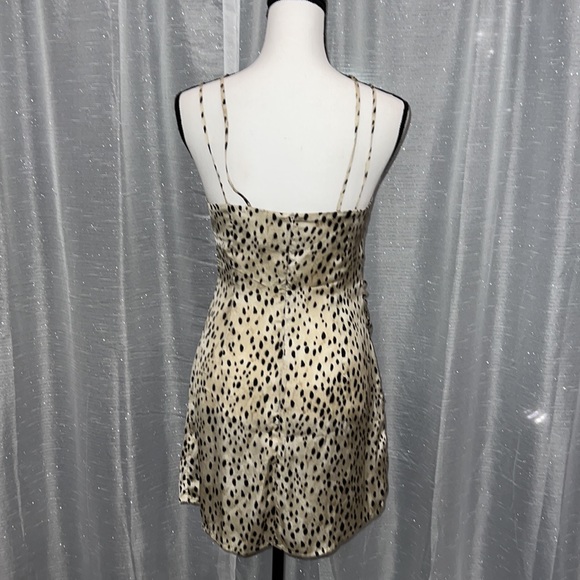 Zara Satin Leopard Print Strappy Cross Front Draped Skirt Mini Dress - Picture 8 of 8